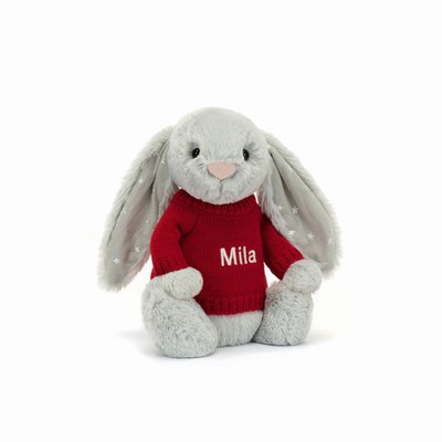 Jellycat Bashful Shimmer Conejo with Red Jumper | XLWZ-62149